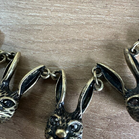 Vintage Stainless Steel Jewelry Rabbit Head Necklace Chain & Earrings - Picture 7 of 11
